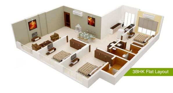 3 BHK 1018 Sq. Ft. Apartment