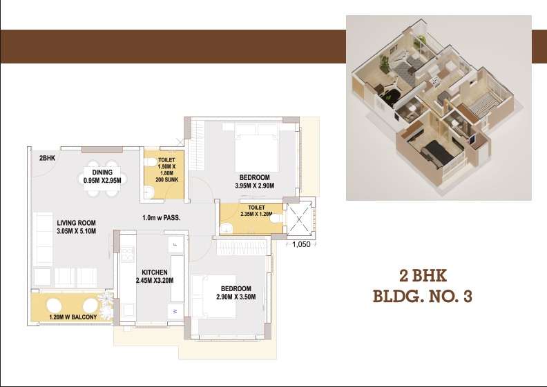 2 BHK 646 Sq. Ft. Apartment in Rajyog Heights Apartments