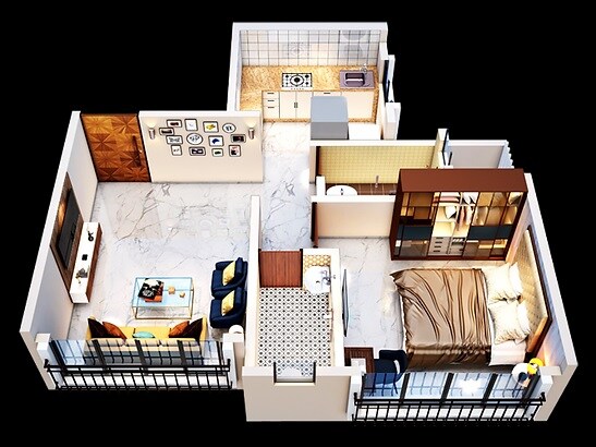 Floor plan of 1 BHK 429 Sq. Ft. Apartment in Rakesh CHS Kandivali, Mumbai