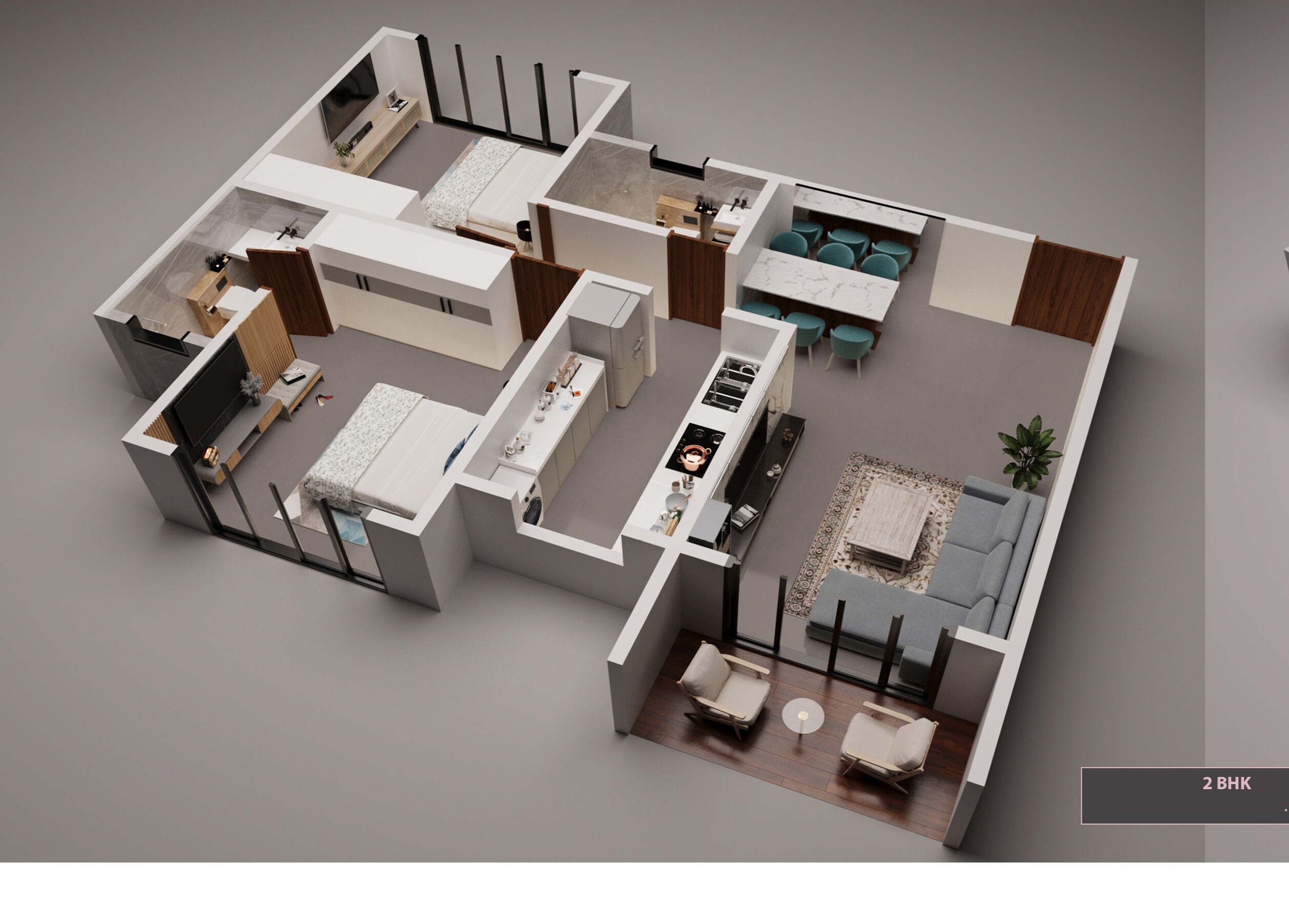 Floor plan of 2 BHK 759 Sq. Ft. Apartment in Rakyan Imperia, Mumbai