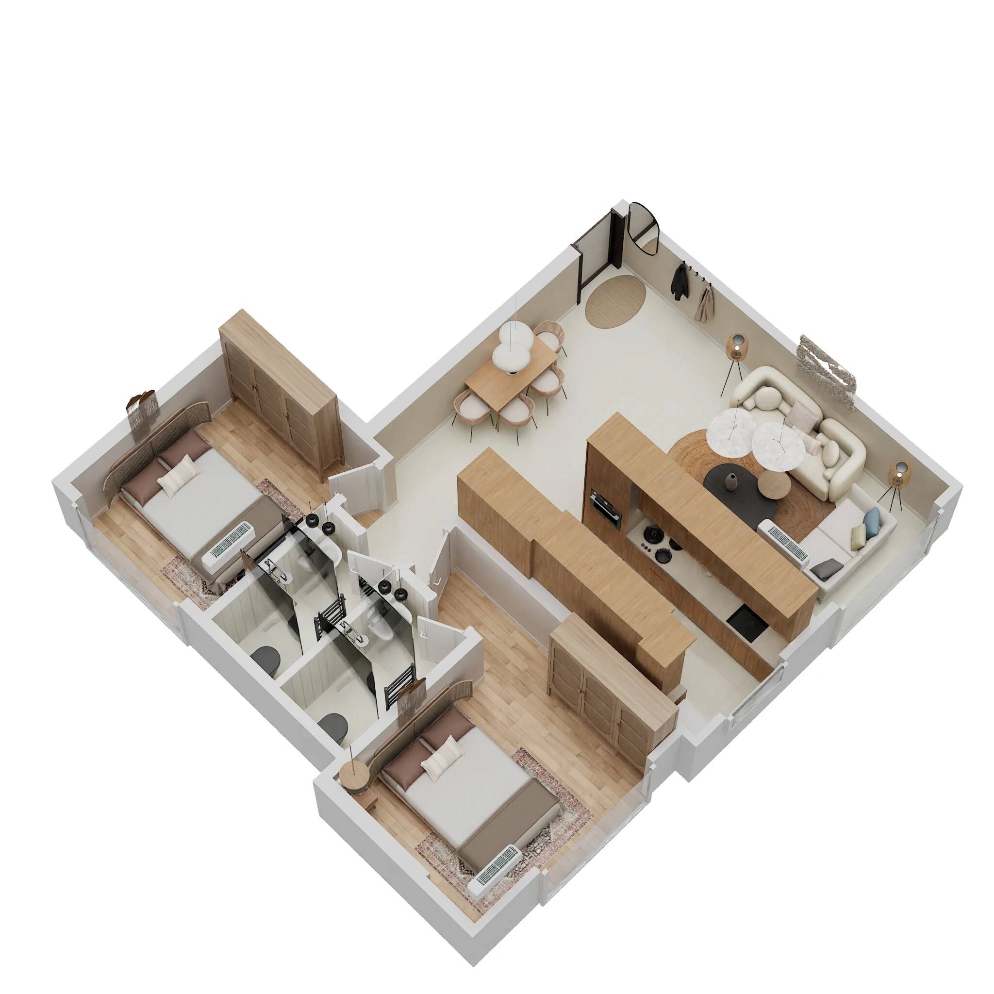 Floor plan of 2 BHK 650 Sq. Ft. Apartment in Ranbir Greenpath, Mumbai