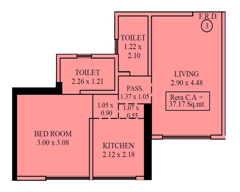 Floor plan of 1 BHK 400 Sq. Ft. Apartment in Rassaz Infinity Tower, Mumbai