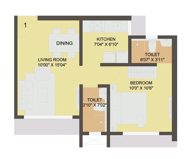 1 BHK 400 Sq. Ft. Apartment