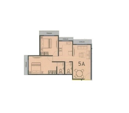 Floor plan of 2 BHK 524 Sq. Ft. Apartment in Ratnadeep CHS Tilak Nagar, Mumbai