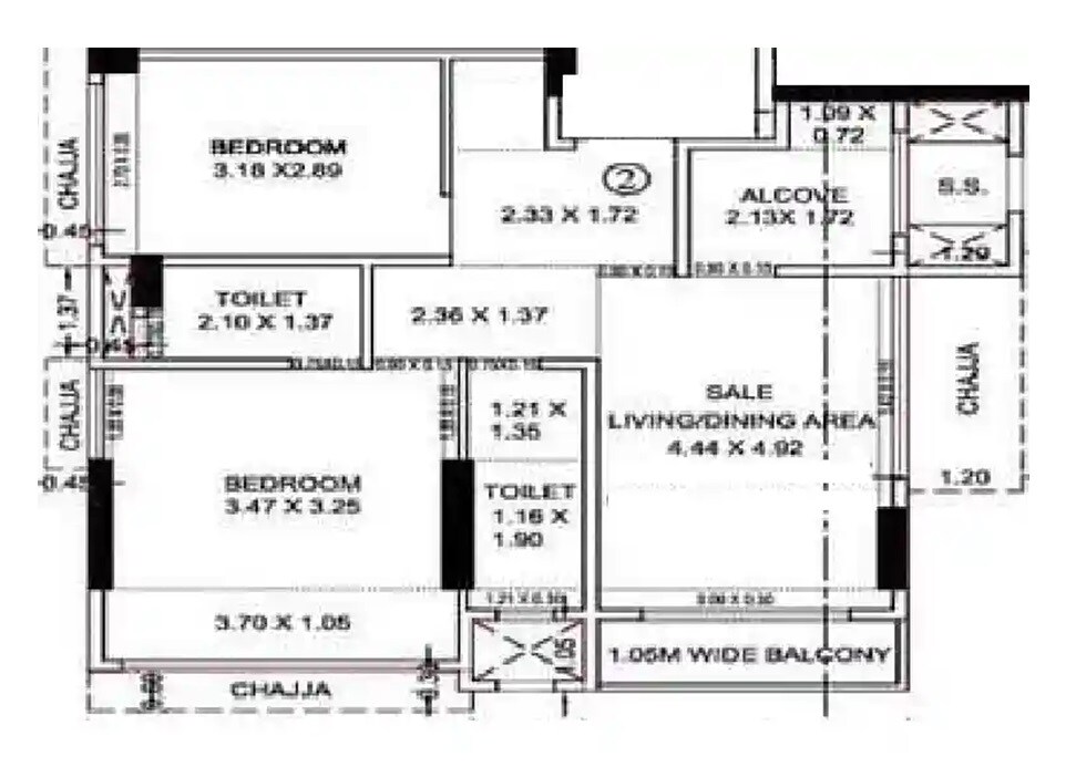 Floor plan of 2 BHK 750 Sq. Ft. Apartment in Ratnaraj Shree Abhinandan CHS, Mumbai