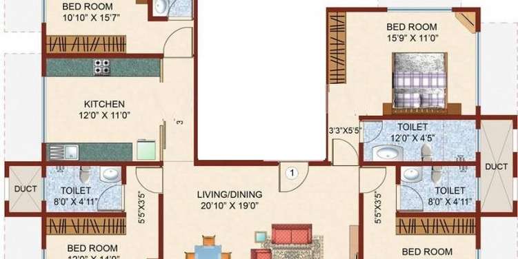 raunak ashirwad apartment 4 bhk 1800sqft 20205824155848
