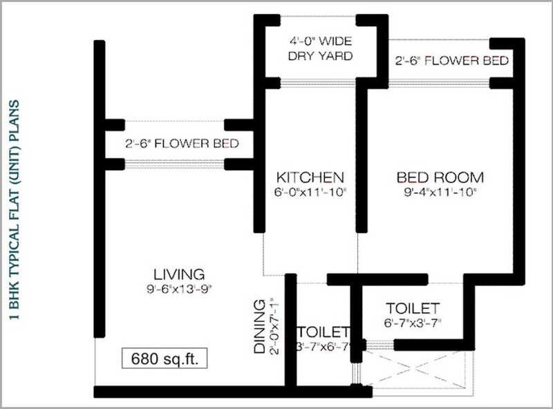 1 BHK 680 Sq. Ft. Apartment