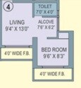 Floor plan of 1 BHK 383 Sq. Ft. Apartment in Ravi Gaurav Legend, Mumbai