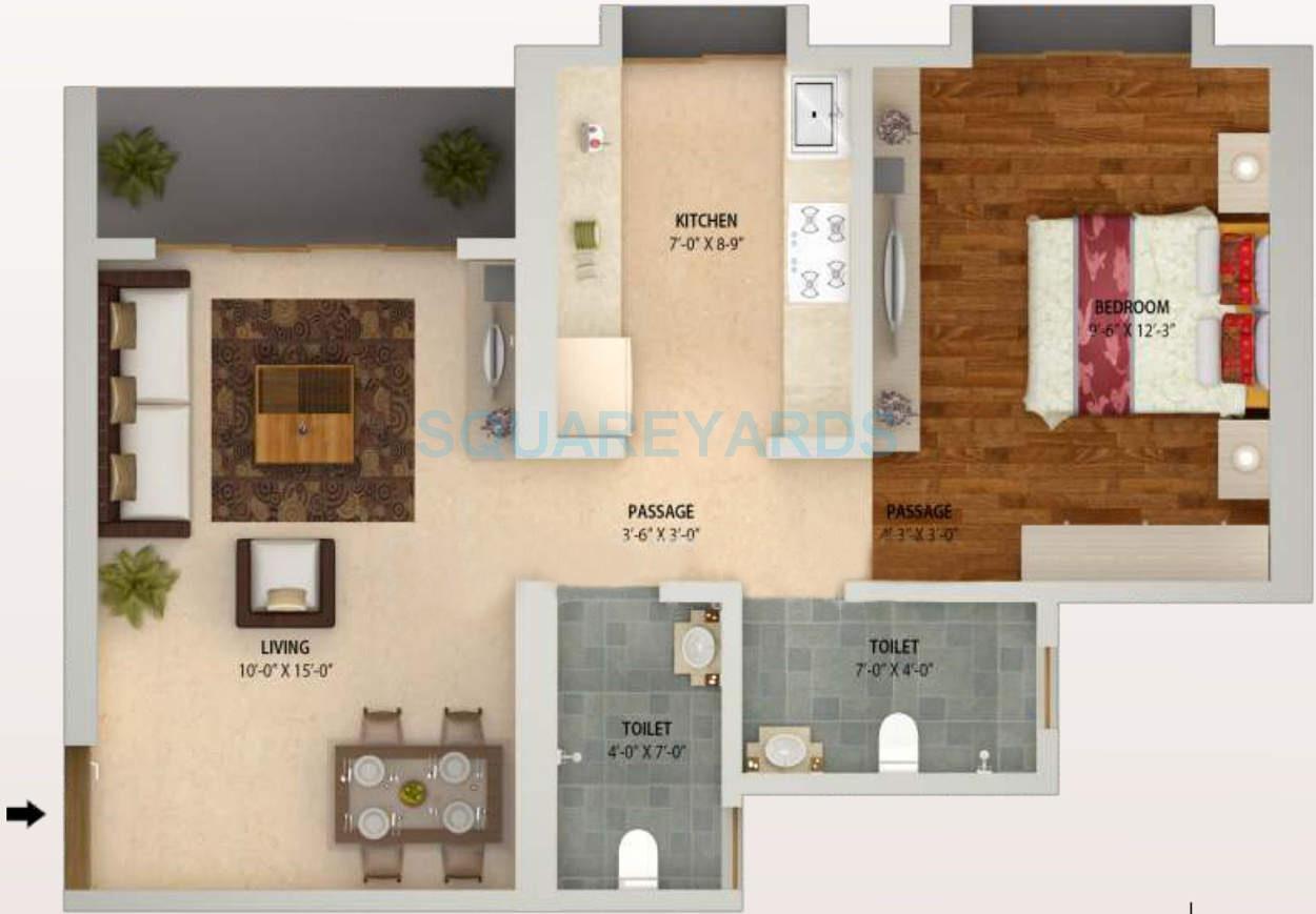 1 BHK 720 Sq. Ft. Apartment in Ravi Group The Era