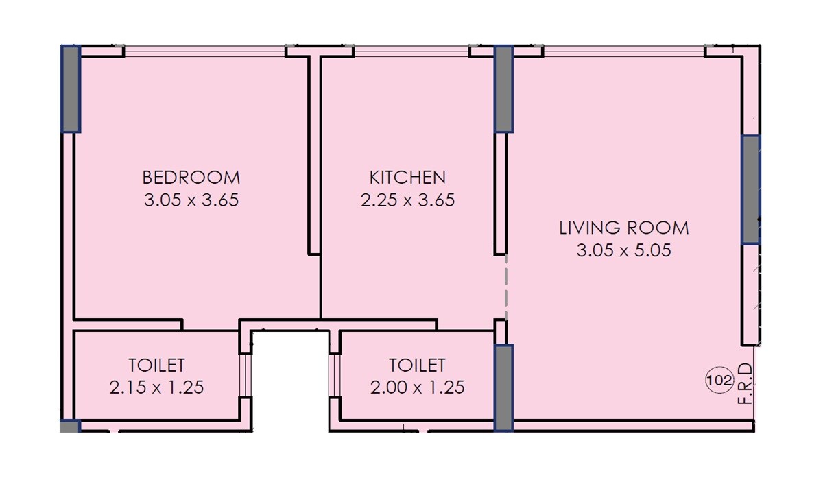 Floor plan of 1 BHK Apartment - 452 sq. ft. in Rawal Narmada CHS, Mumbai