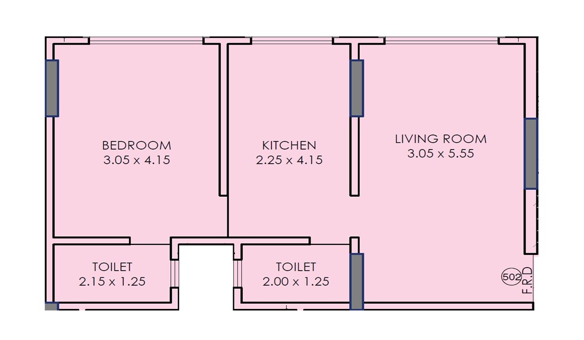 Floor plan of 1 BHK Apartment - 499 sq. ft. in Rawal Narmada CHS, Mumbai