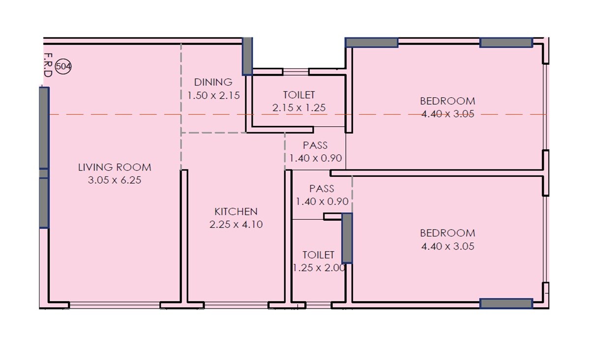 Floor plan of 2 BHK Apartment - 699 sq. ft. in Rawal Narmada CHS, Mumbai