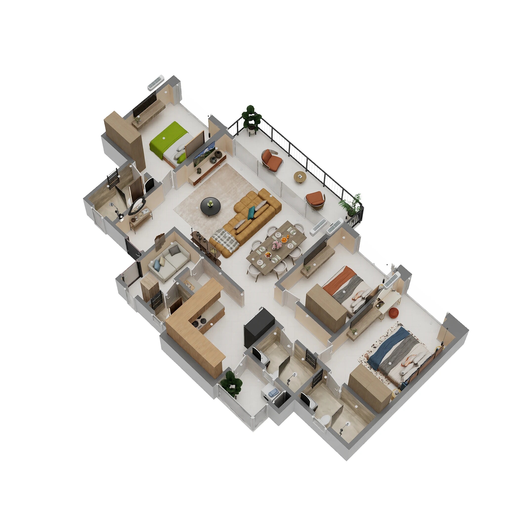 Floor plan of 3 BHK 1353 Sq. Ft. Apartment in Raymond Invictus By GS, Mumbai
