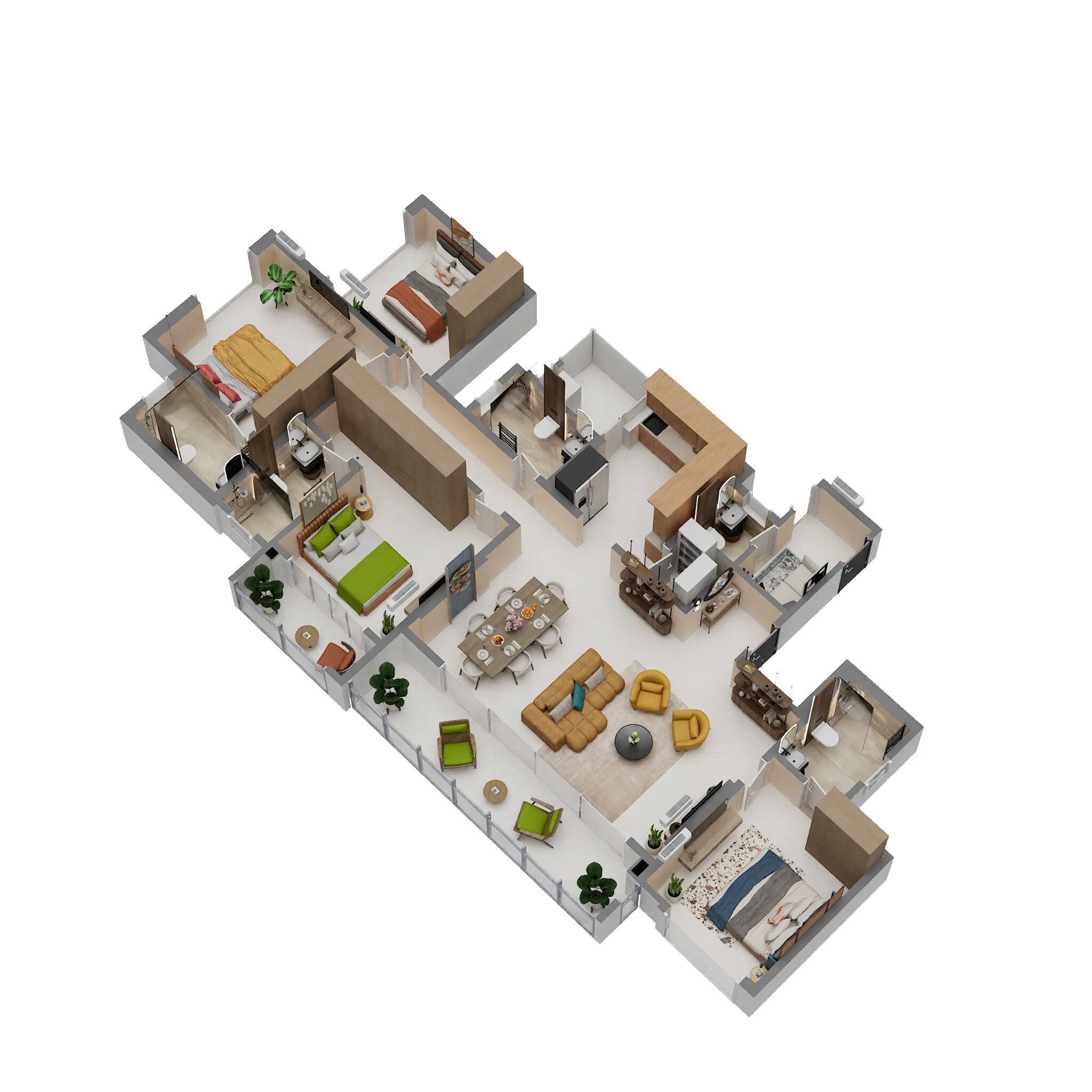Floor plan of 4 BHK 1681 Sq. Ft. Apartment in Raymond Invictus By GS, Mumbai