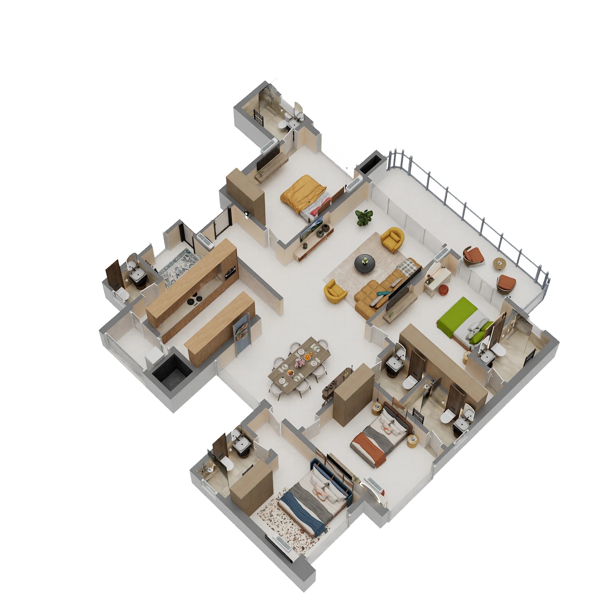 Floor plan of 4 BHK 1928 Sq. Ft. Apartment in Raymond Invictus By GS, Mumbai