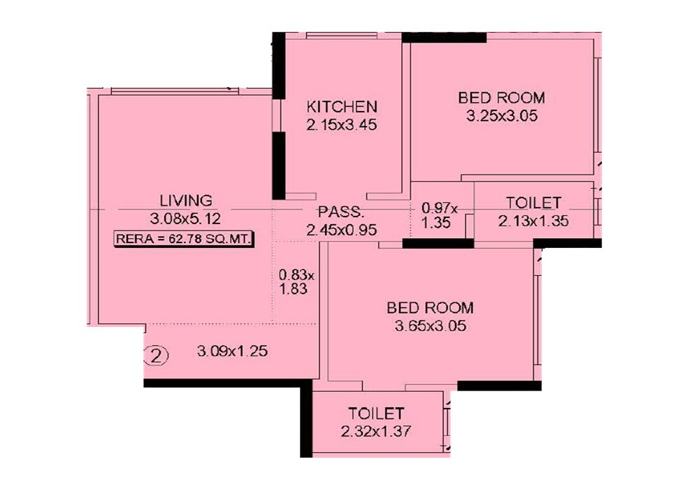 2 BHK 676 Sq. Ft. Apartment