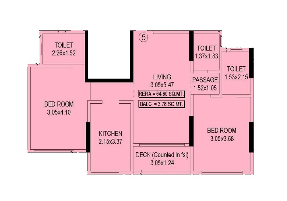 2 BHK 738 Sq. Ft. Apartment
