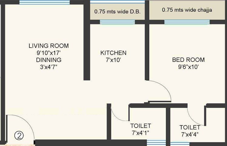 Floor plan of 1 BHK 440 Sq. Ft. Apartment in Re Form Delta House, Mumbai