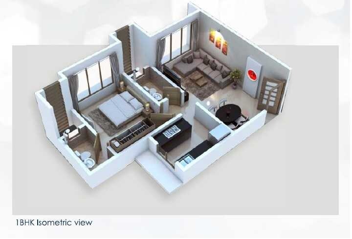 Floor plan of 1 BHK 455 Sq. Ft. Apartment in Regent Galaxy, Mumbai