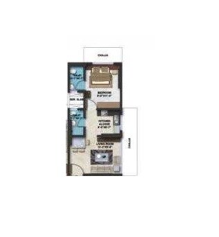 Floor plan of 1 BHK 269 Sq. Ft. Apartment in Reliable Gulraj Paradise, Mumbai