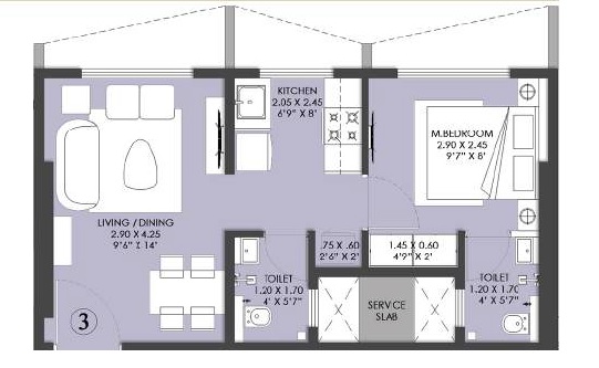 1 BHK 331 Sq. Ft. Apartment in Relliance Amann Highland Park