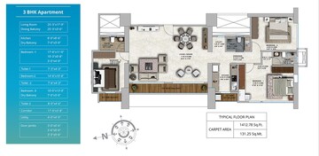  3 BHK Apartment at Richa Park Mist, Dadar West – for Rent