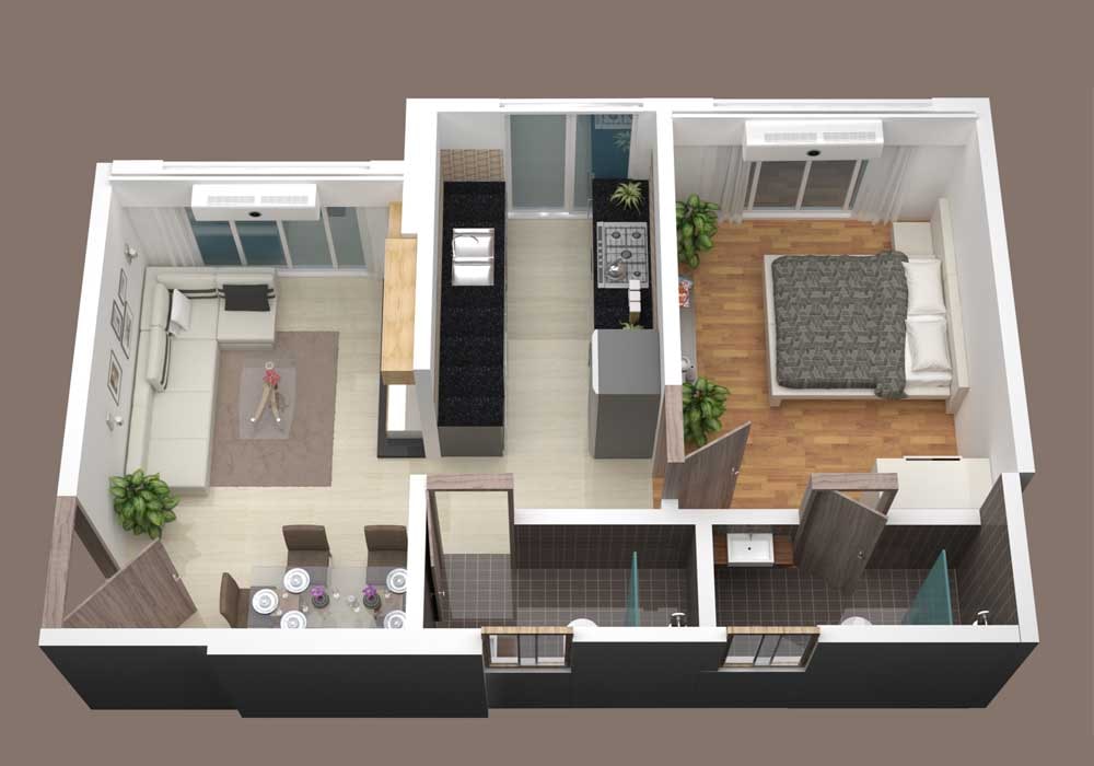 Floor plan of 1 BHK 433 Sq. Ft. Apartment in Right Aabiel Avenue, Mumbai