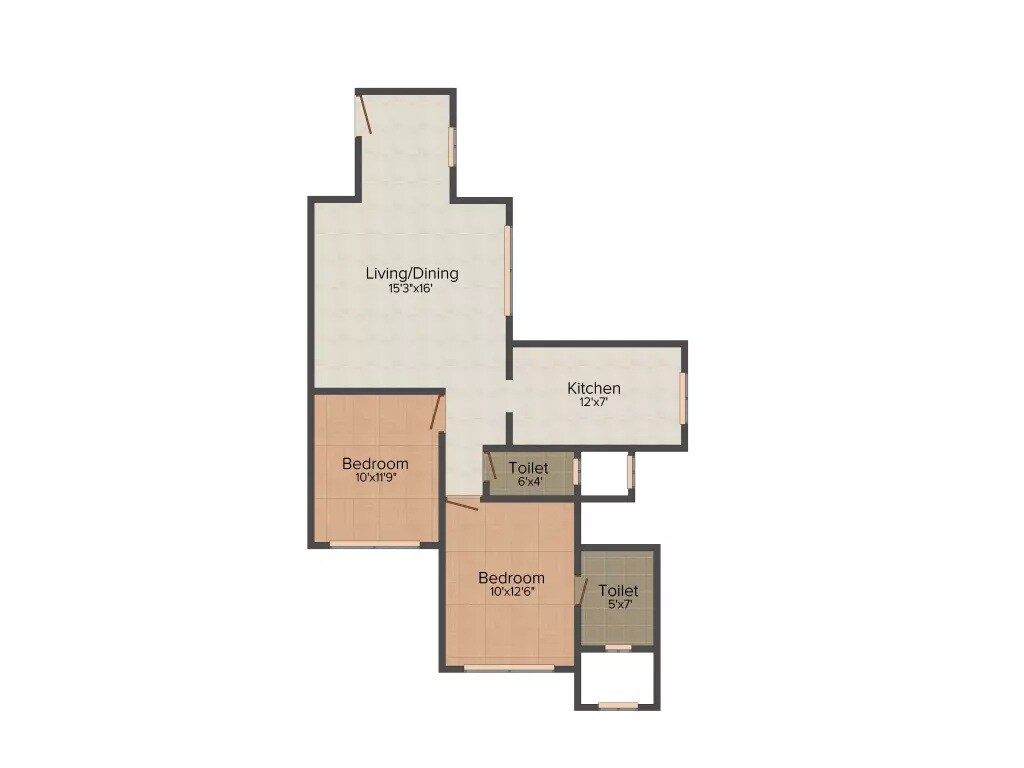 Floor plan of 2 BHK Apartment - 714 sq. ft. in Right Channel Grishma Heights, Mumbai