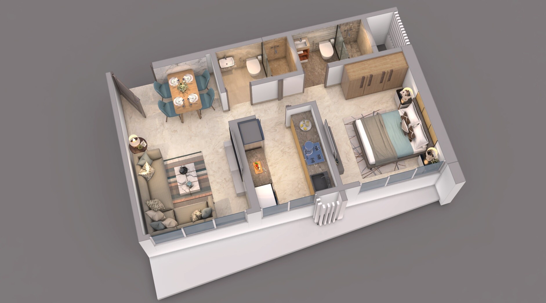 Floor plan of 1 BHK 427 Sq. Ft. Apartment in RIPL Aikya Roots, Mumbai