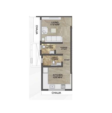 Floor plan of 309 Sq. Ft. Studio in Rishabh Sadhana, Mumbai