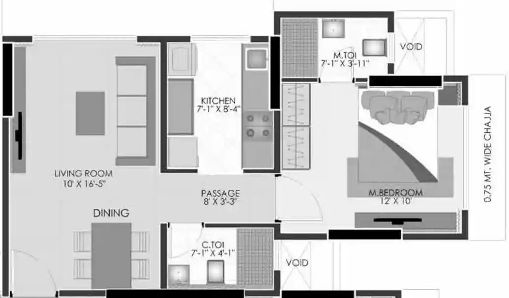 1 BHK 446 Sq. Ft. Apartment