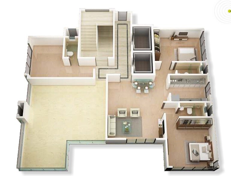 Floor plan of 2 BHK 808 Sq. Ft. Apartment in Rishiraj PearlCrest, Mumbai