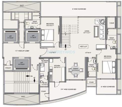 Floor plan of 2 BHK Apartment - 4000 sq. ft. in RNA Corp Mirage, Mumbai