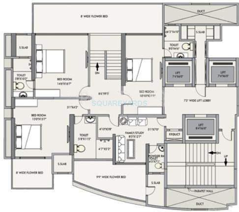 Floor plan of 5 BHK Apartment - 5350 sq. ft. in RNA Corp Mirage, Mumbai