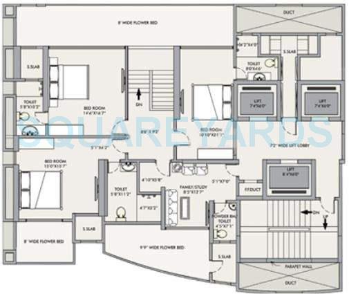 Floor plan of 5 BHK Apartment - 5450 sq. ft. in RNA Corp Mirage, Mumbai