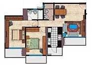 Floor plan of 2 BHK 1215 Sq. Ft. Apartment in RNA Royale Park, Mumbai