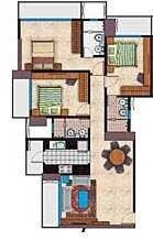 Floor plan of 3 BHK 2365 Sq. Ft. Apartment in RNA Royale Park, Mumbai