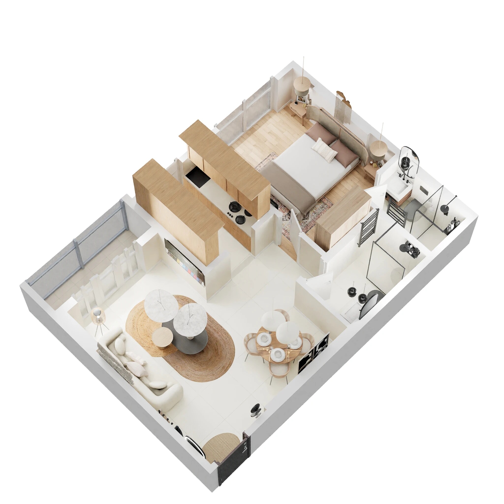 Floor plan of 1 BHK 464 Sq. Ft. Apartment in Rockline The Meridian Towers, Mumbai