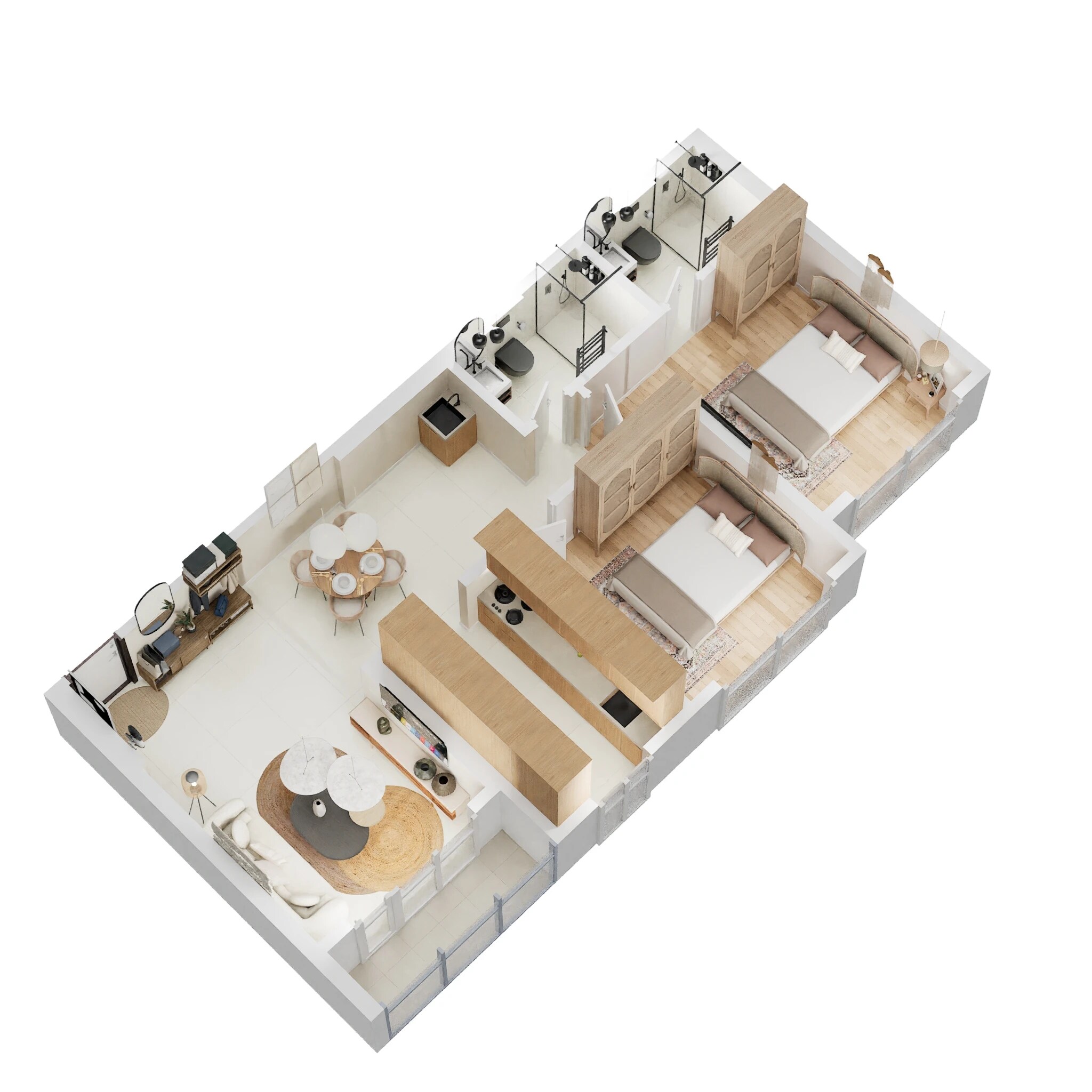 Floor plan of 2 BHK 591 Sq. Ft. Apartment in Rockline The Meridian Towers, Mumbai