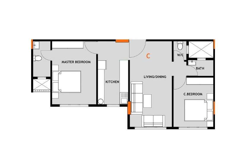 2 BHK 502 Sq. Ft. Apartment in Rodium X One