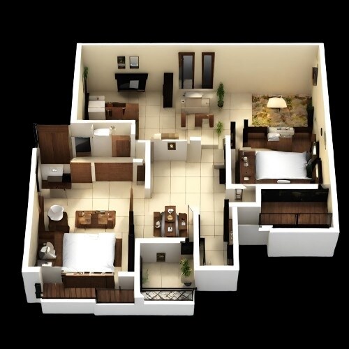 Floor plan of 2 BHK 624 Sq. Ft. Apartment in Roha Eva Aria, Mumbai
