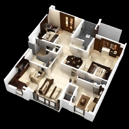 Floor plan of 2 BHK 795 Sq. Ft. Apartment in Roha Eva Aria, Mumbai