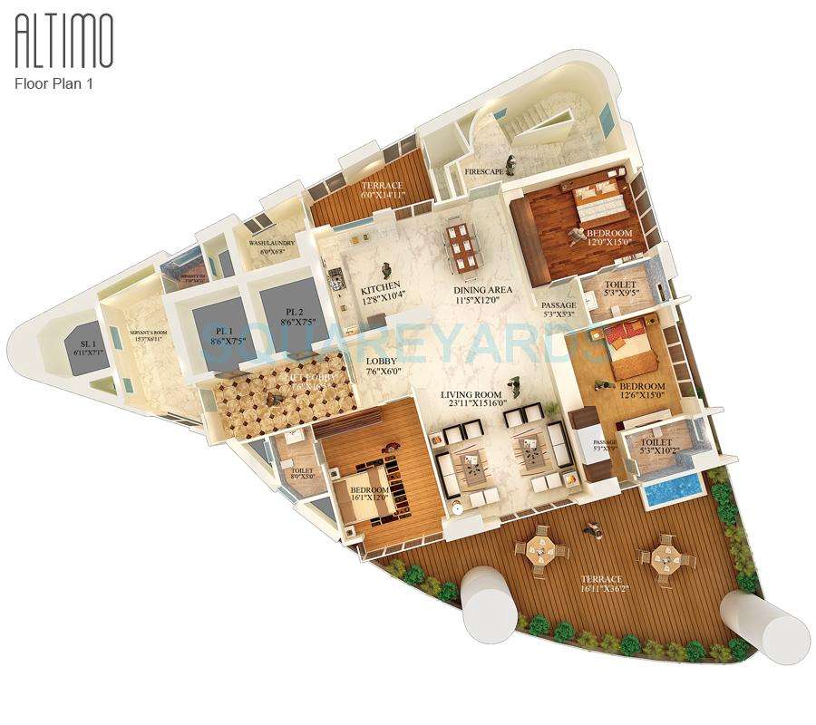 3 BHK 3100 Sq. Ft. Apartment in Rohan Lifescapes Altimo
