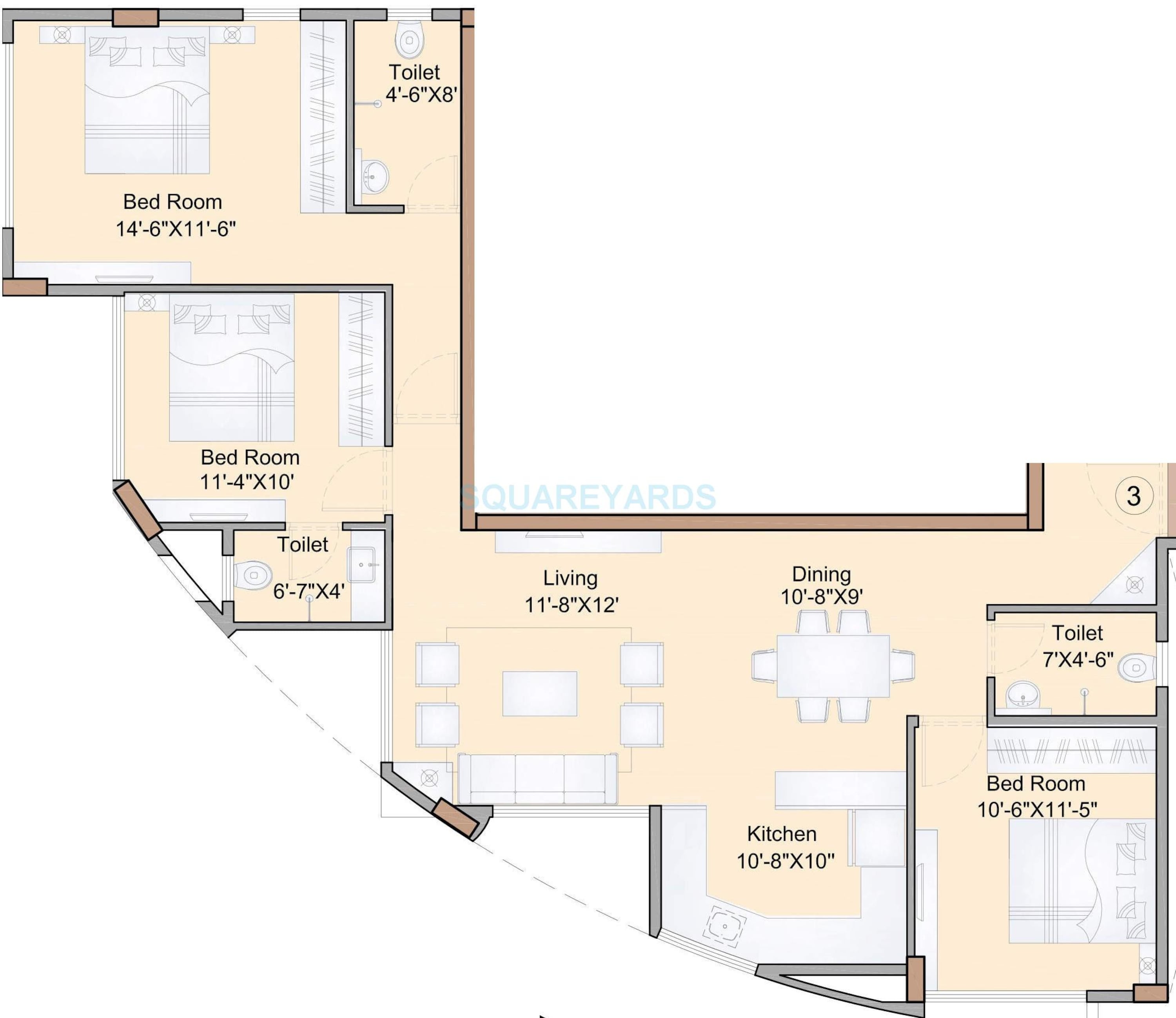 rohan hari har apartment 3bhk 1700sqft1