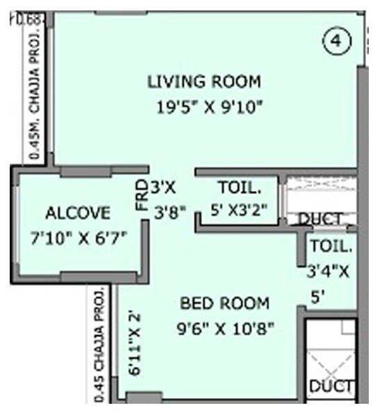Floor plan of 1 BHK 391 Sq. Ft. Apartment in Rohan Lifescapes Arihant, Mumbai
