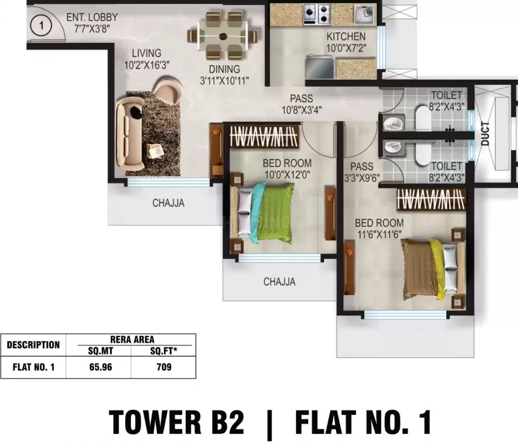 Other, romell-aether 2 Bedroom 709 Sq.Ft. Apartment In Goregaon East Mumbai 9163606