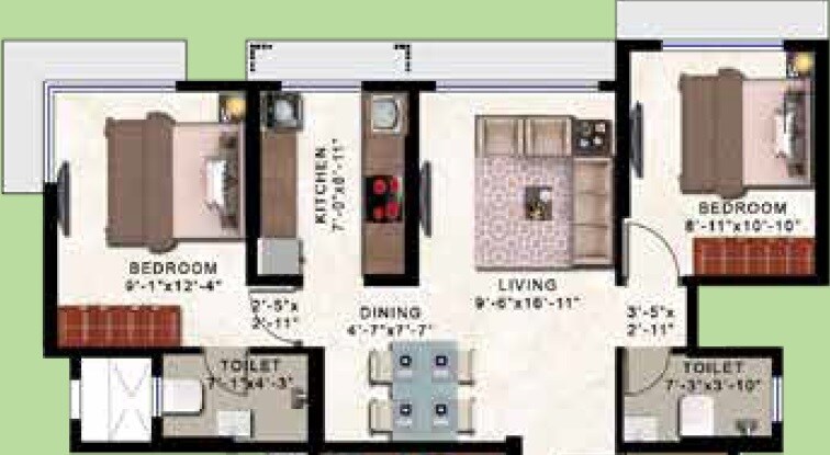 Other, romell-allure 2 Bedroom 606 Sq.Ft. Apartment In Sri Krishna Nagar Mumbai 9104182
