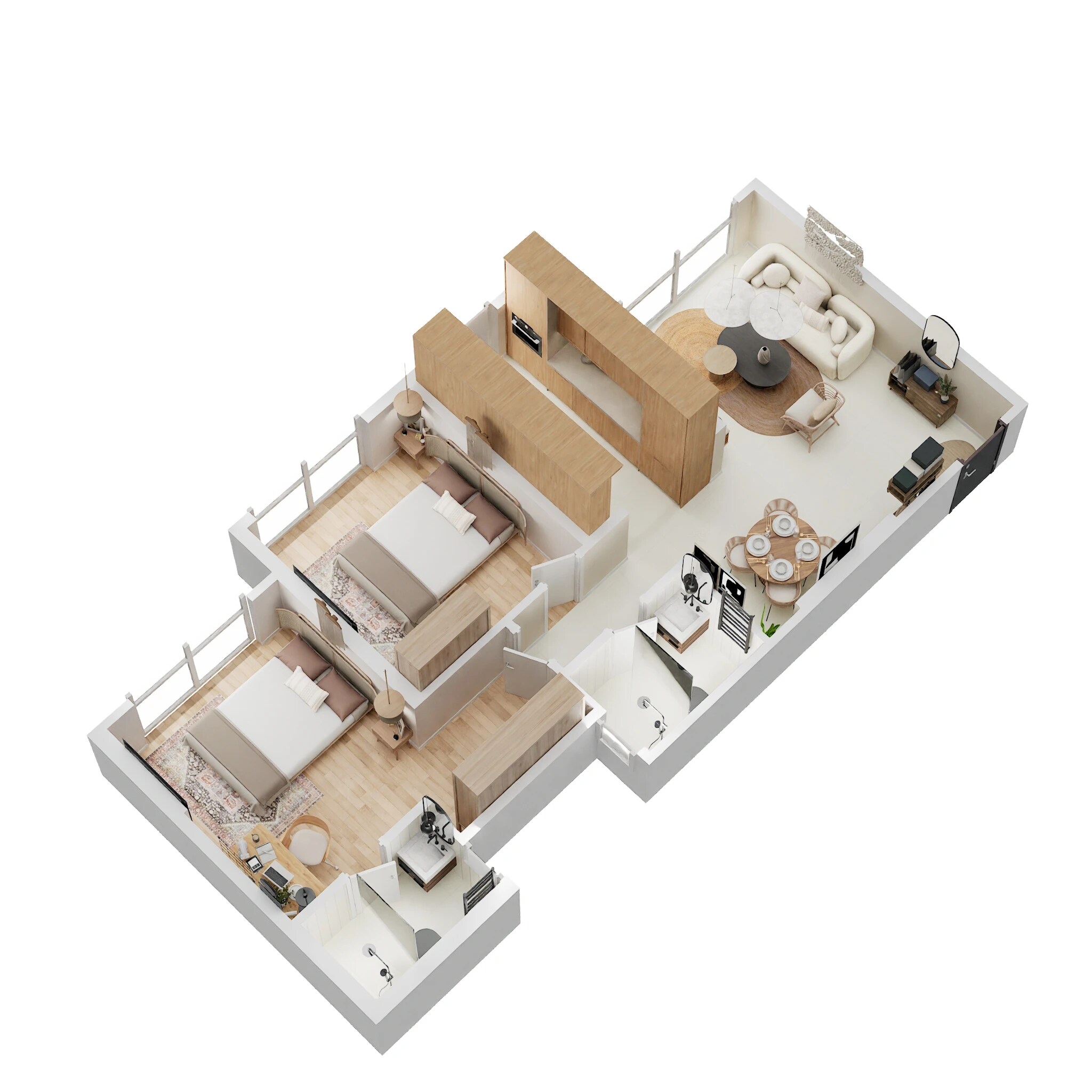 Floor plan of 2 BHK 700 Sq. Ft. Apartment in Romell Ariana, Mumbai