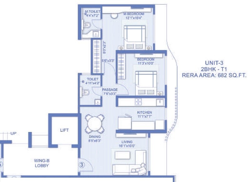  2 BHK Apartment at Romell Ariana, Ic Colony – for Sale
