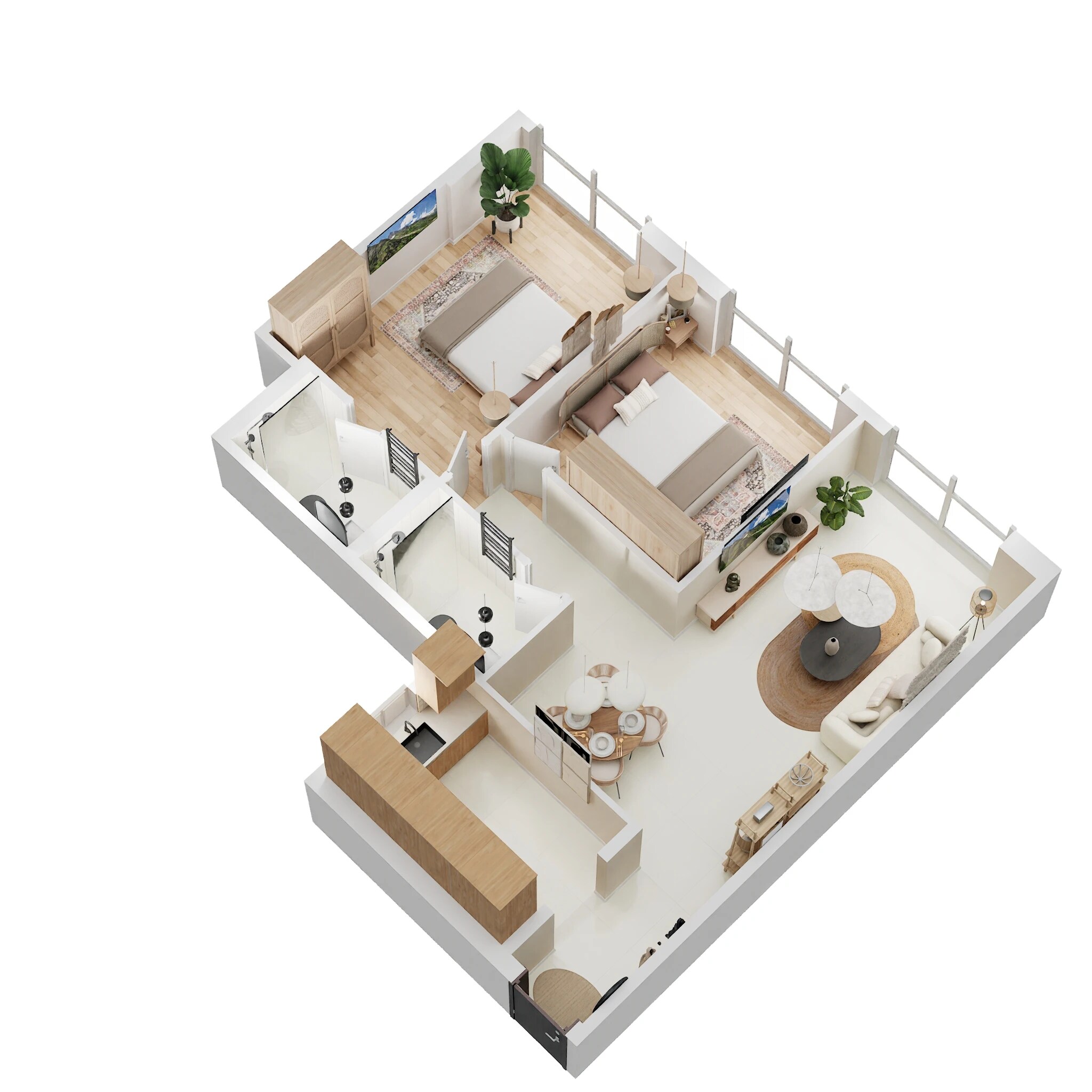 Floor plan of 2 BHK 700 Sq. Ft. Apartment in Romell Asrava, Mumbai